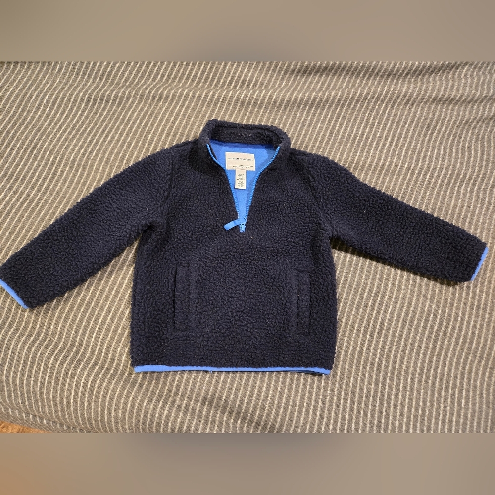Kids Navy Sherpa Half-Zip Pullover Jacket